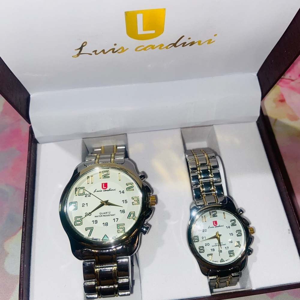 Silver and Gold couple Matching Watch Set